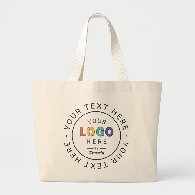 Varumärkeslogotyp och text jumbo tygkasse (Framsidan)