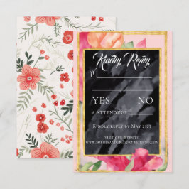 Vårvallmo Svarta tavlan Bröllopsvarskort OSA Kort