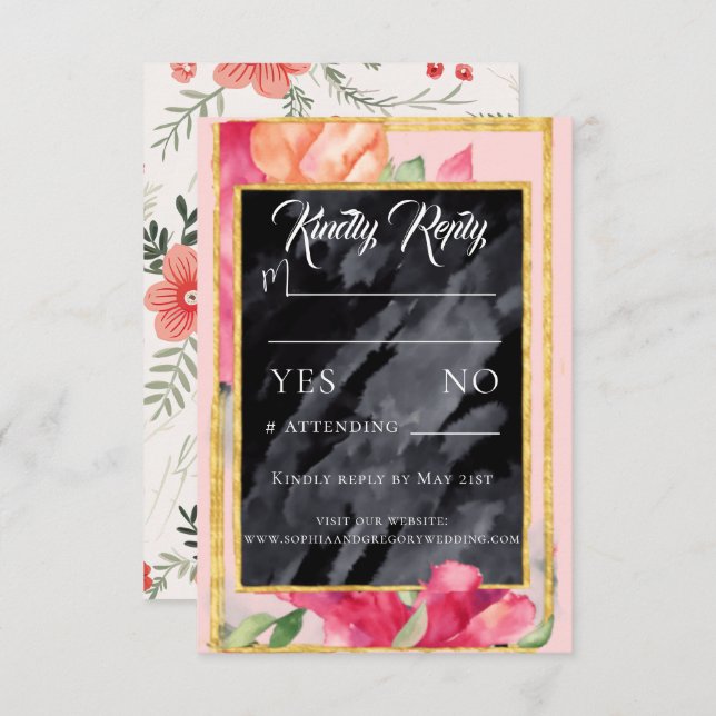 Vårvalmstavla Bröllopssvarskort OSA Kort (Fram/baksida)