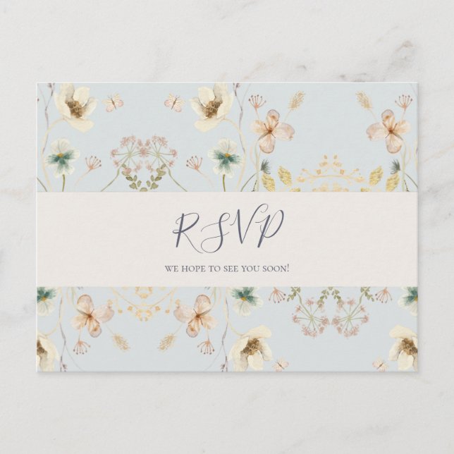 Vårvildblomma | Blå meny Val RSVP vykort (Framsida)