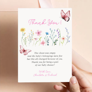 Vårvildblomma Flicka Bebis Shower Tack Kort