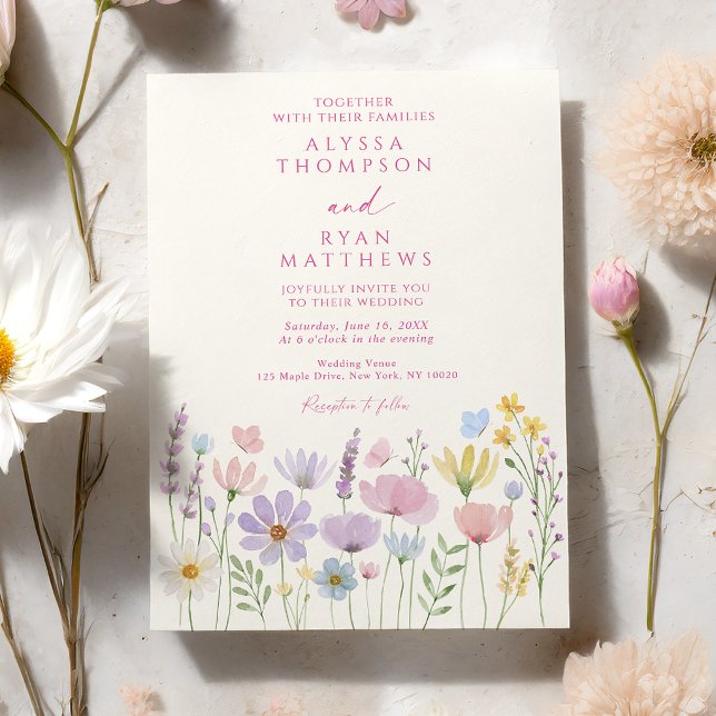Vårvildblomma Trädgård Bröllop Inbjudningar (Skapare uppladdad)