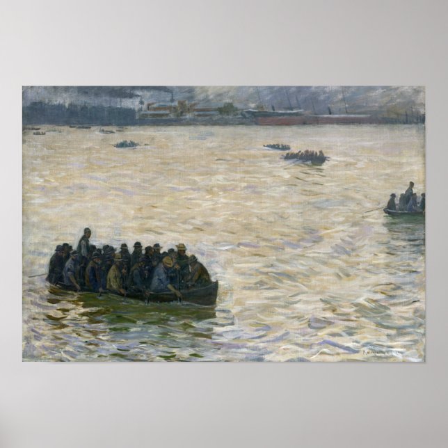 Varvsarbetare återvänder hem på Elbe Poster (Framsidan)