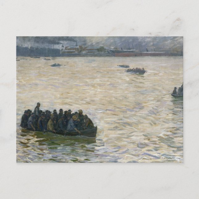 Varvsarbetare återvänder hem på Elbe Vykort (Framsida)