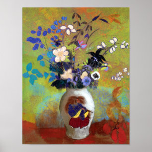 Vas au Guerrier Japonais Flower Fine Art Skriv ut Poster