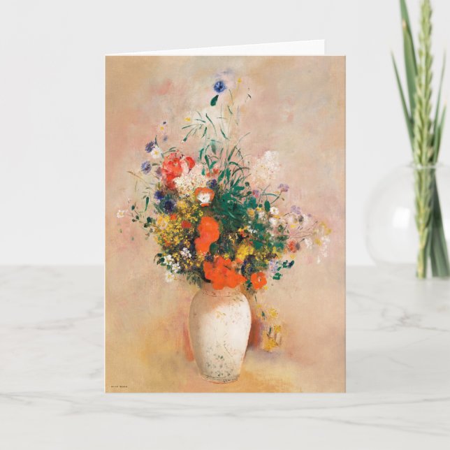 Vas av blommor av Redon Post Impressionist Kort (Framsida)