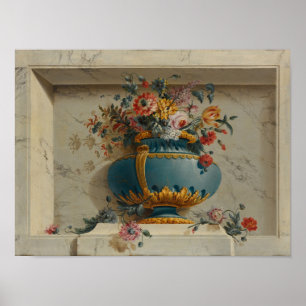Vas av blommor i en Niche Poster
