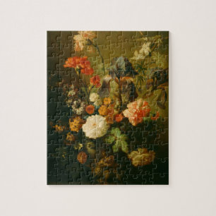 Vas av blommor vid Jan skåpbil Huysum Pussel