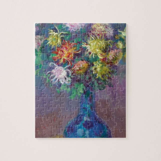 Vas av Chrysanthemums Claude Monet Pussel (Vertikal)