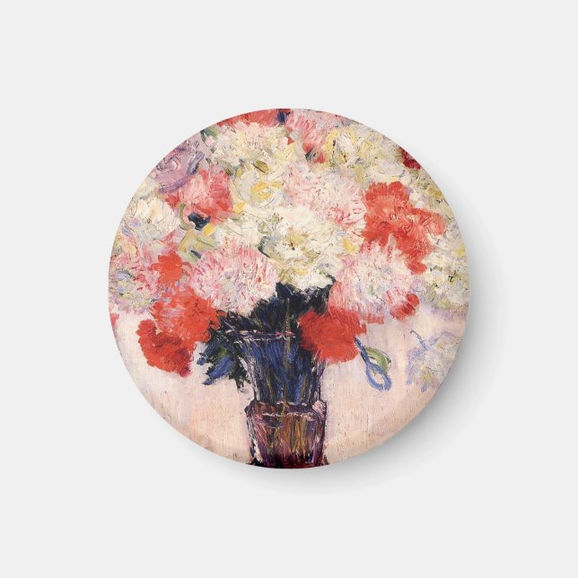 Vas av Peonies av Claude Monet Magnet (Framsidan)