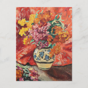 Vas de Fleurs à la Draperie Rouge Louis Valtat Vykort