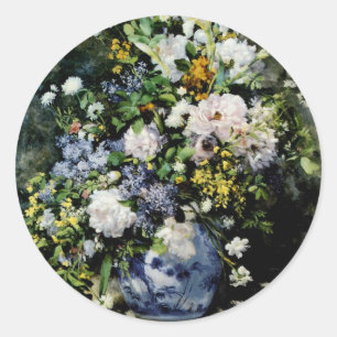 Vas i blommor runt klistermärke