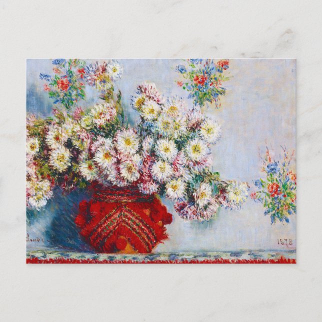 Vas i Chrysanthemums Claude Monet Vykort (Framsida)
