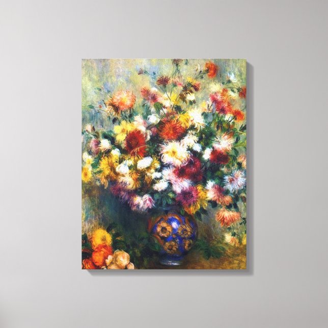 Vas i Chrysanthemums Renoir Fine Art Canvastryck (Framsida)