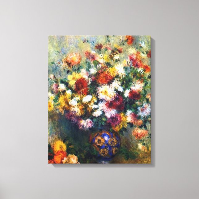 Vas i Chrysanthemums Renoir Fine Art Canvastryck (Framsida)