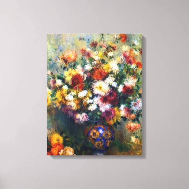 Vas i Chrysanthemums Renoir Fine Art Canvastryck (Framsida)