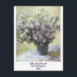 Vas i Flowers av Claude Monet Vykort<br><div class="desc">Vas av Flowers,  av Claude Monet 1880.  1800-talets Impressionistiska målning av en vas av blommor som gjorts i färger av rökta pastellprodukter.  Vintage oljemålning,  jag har en licens för den här bilden.</div>