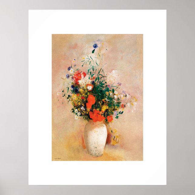 Vas i Flowers av Odilon Redon Poster (Framsidan)