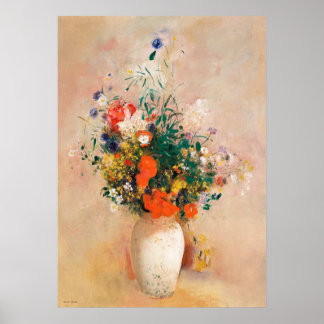 Vas i Flowers av Odilon Redon Poster