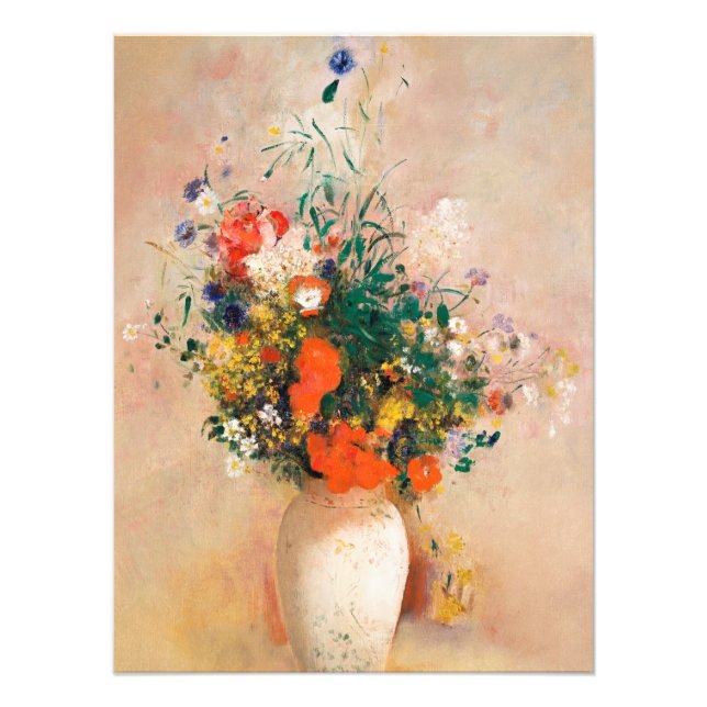 Vas i Flowers av Redon Post Impressionist Fototryck (Framsidan)