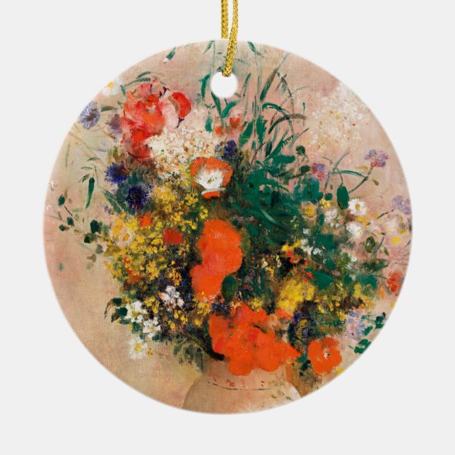 Vas i Flowers av Redon Post Impressionist Julgransprydnad Keramik (Framsidan)