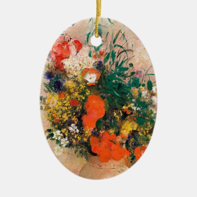 Vas i Flowers av Redon Post Impressionist Julgransprydnad Keramik (Framsidan)