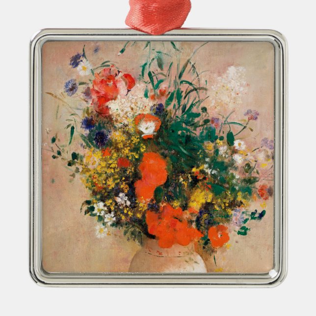 Vas i Flowers av Redon Post Impressionist Julgransprydnad Metall (Framsidan)