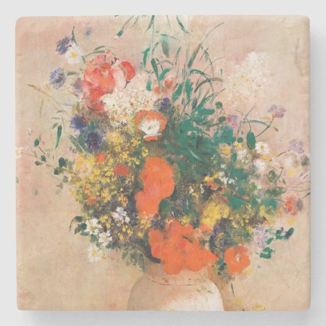 Vas i Flowers av Redon Post Impressionist Stenunderlägg (Framsidan)