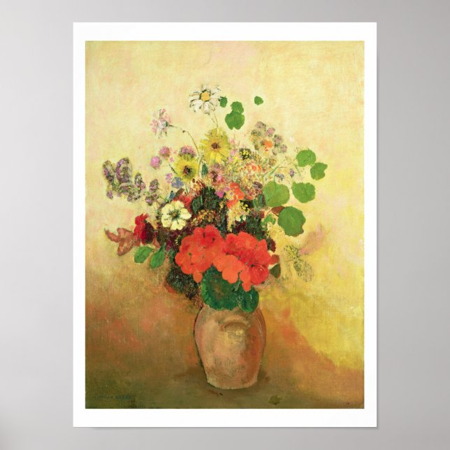 Vas i Flowers, c.1908-10 (olja på arbetsyta) Poster (Framsidan)