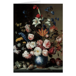 Vas i Flowers, genom Window, Balthasar van der Ast Hälsningskort
