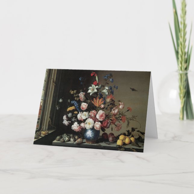 Vas i Flowers, genom Window, Balthasar van der Ast Kort (Framsida)