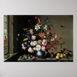 Vas i Flowers, genom Window, Balthasar van der Ast Poster