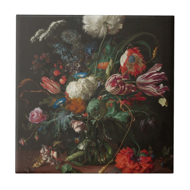 Vas i Flowers - Jan Davidsz de Heem Kakelplatta (Framsidan)