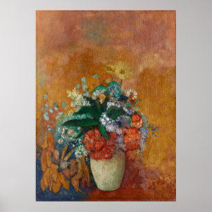 Vas i Flowers Odilon Redon Fransk Oljemålning Poster