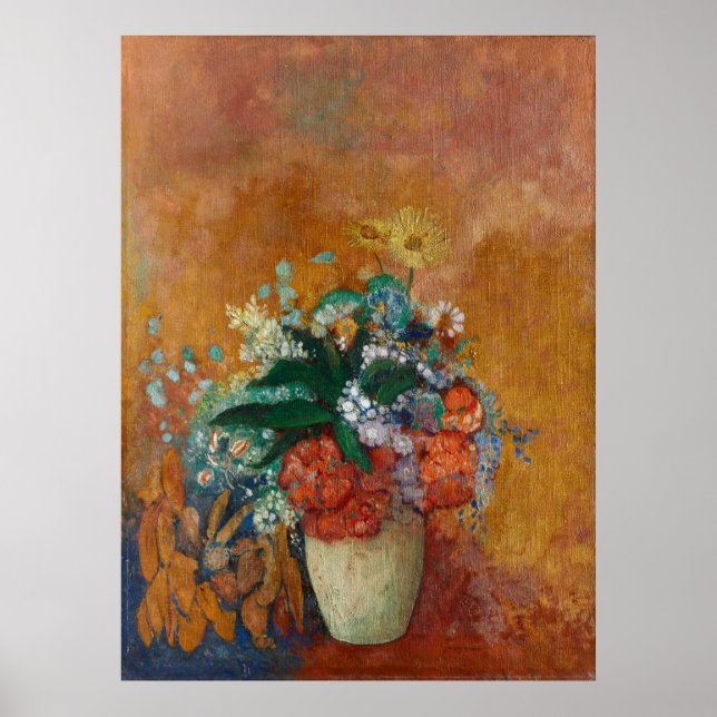 Vas i Flowers Odilon Redon Fransk Oljemålning Poster (Framsidan)