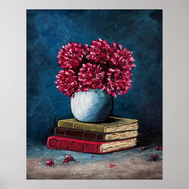 Vas i Flowers Rosa Blue Bokar Reading Life Poster (Framsidan)