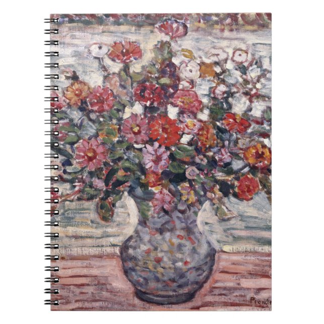 Vas i Flowers, Zinnias av Maurice Prendergast Anteckningsbok Med Spiral (Framsidan)