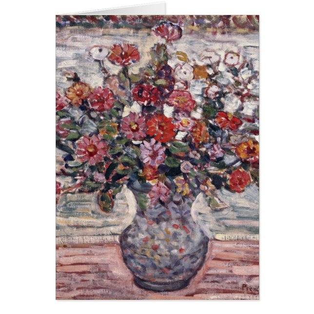 Vas i Flowers, Zinnias av Maurice Prendergast Hälsningskort (Framsidan)