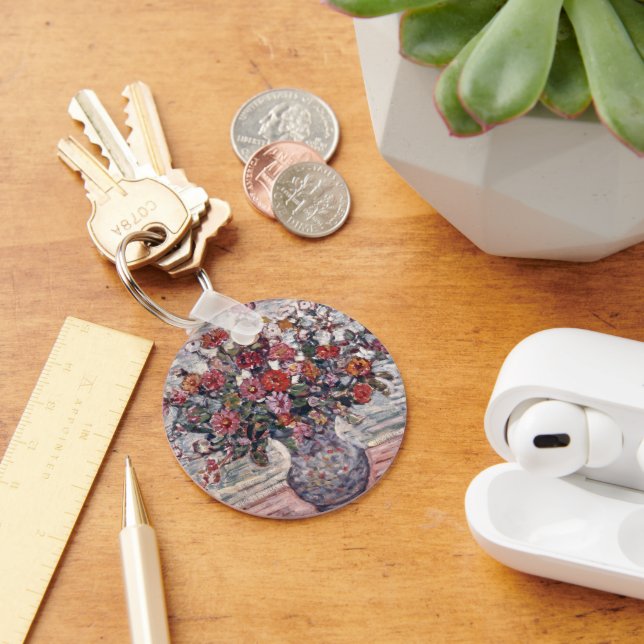 Vas i Flowers, Zinnias av Maurice Prendergast Nyckelring (Skrivbord)