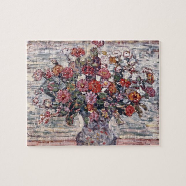 Vas i Flowers, Zinnias av Maurice Prendergast Pussel (Horisontell)