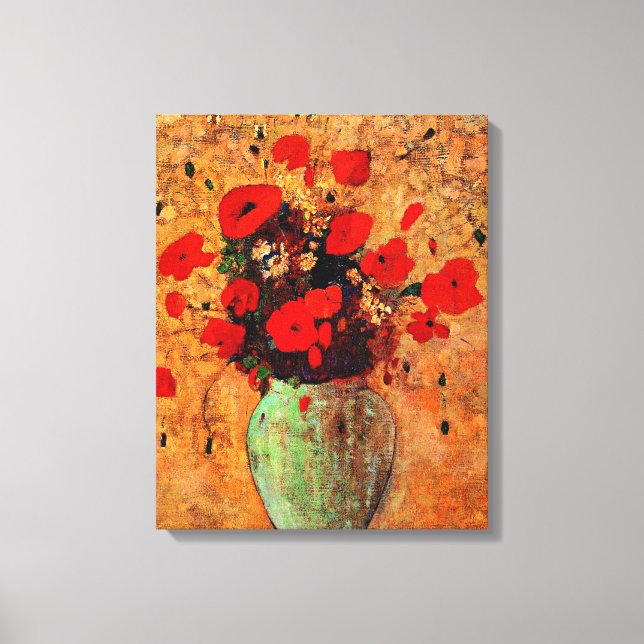 Vas i Poppies av Odilon Redon Canvastryck (Framsida)