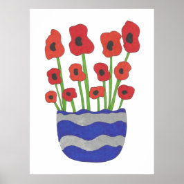 Vas i Poppies Contemporary Art Poster