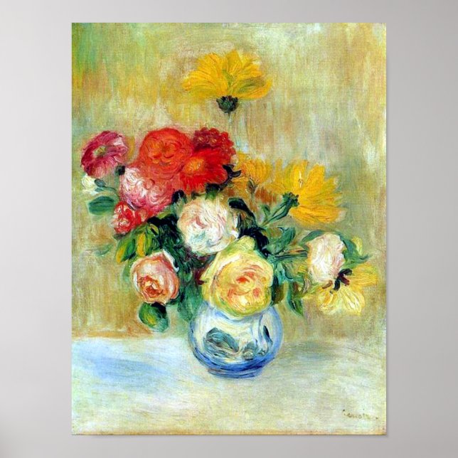 Vas i Ro och Dahlias efter Renoir Print Poster (Framsidan)
