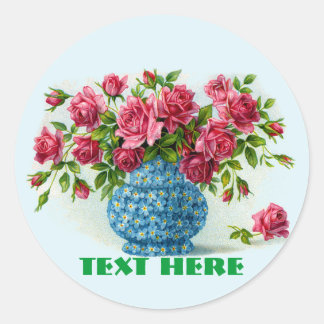 Vas i Rosa ros Stickers Runt Klistermärke