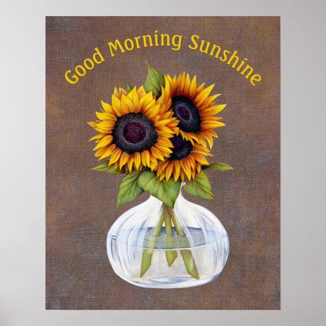 Vas i Solblommor Bra God morgon Sunshine Poster (Framsidan)