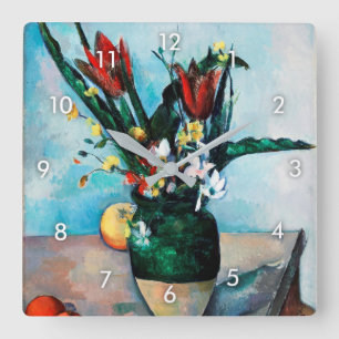 Vas i Tulips, Paul Cezanne Fyrkantig Klocka