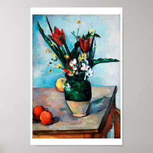 Vas i Tulips, Paul Cezanne Poster