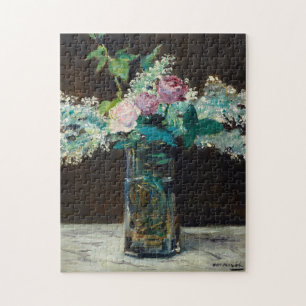 Vas i White Lilacs och Ro Édouard Manet Pussel