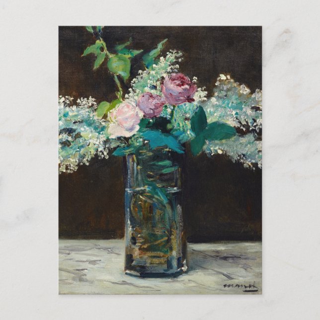 Vas i White Lilacs och Ro | Édouard Manet Vykort (Framsida)