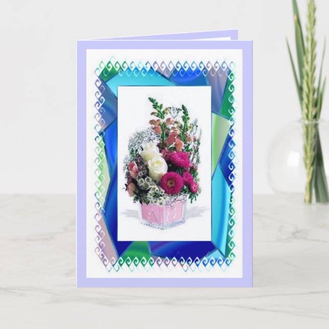 Vas-kort för blommigt helgkort (Framsida)